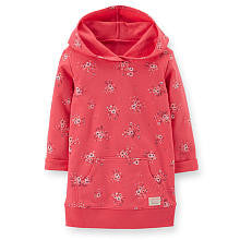 Carter's Girls Printed Pink Hooded Long Sleeve Top with a Kangaroo Pocket - Toddler