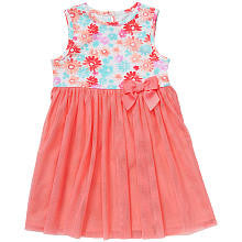 Koala Kids Girls' Coral Floral Print Sleeveless Dress - Toddler