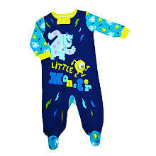 Disney Baby Boys Blue "Little Monster" Mike and Scully Zip Up Footie