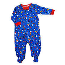 Disney Baby Boys Blue "Cool" Mickey Mouse All Over Print Zip Up Footie