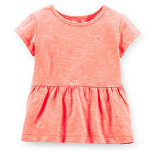 Carter's Girls Orange Slub Peplum Short Sleeve Top - Toddler