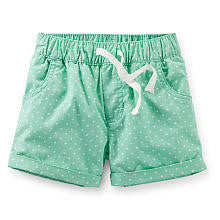 Carter's Girls Mint Polka Dot Woven Drawstring Short - Toddler