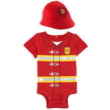 Koala Baby Boys' 2 Piece Red/Yellow Firefighter Short Sleeve Bodysuit and Hat Layette Set