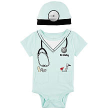 Koala Baby Boys' 2 Piece Light Blue Doctor Short Sleeve Bodysuit and Hat Layette Set