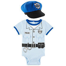 Koala Baby Boys' 2 Piece Blue/Navy Police Short Sleeve Bodysuit and Hat Layette Set