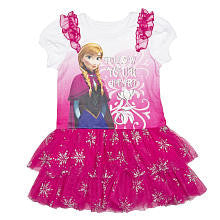 Disney Frozen Girls Pink Anna "Follow Your Heart" Short Sleeve Drop Wasit Tutu Dress- Toddler