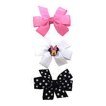 Disney Girls 3 Pack Assorted Minnie Mouse Elastic Hair Bow- Toddler