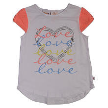 Truly Scrumptious Girls Glitter Love Print Short Flutter Sleeve Graphic T Shirt- Infant/Toddler