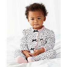 Little Me Girls Black/White Polka Dot Poodle Footie