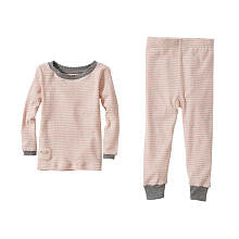 Burt's Bees Baby Girls Organic 2 Piece Light Pink Striped Long Sleeve Top and Pant Pajama Set