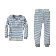 Burt's Bees Baby Boys  Organic 2 Piece Light Blue/Grey Striped Long Sleeve Top and Matching Pant Pajama Set- Toddler