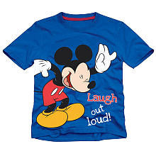 Disney Boys Blue Mickey Mouse "Laugh out Loud" Graphic Short Sleeve T Shirt- Toddler