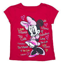 Disney Girls Pink Love Minnie Short Sleeve Graphic T Shirt- Toddler