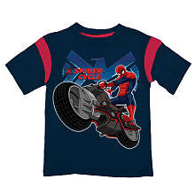 Marvel Boys Navy Spiderman "Spider- Cycle" Graphic Short Sleeve T Shirt- Toddler