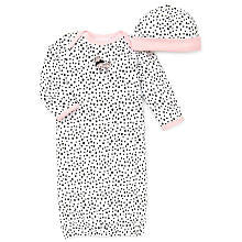 Little Me Girls 2 Piece Black/White Polka Dot Poodle Gown with Pink Trim and Matching Hat Set