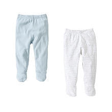 Burt's Bees Baby Boys Organic 2 Pack Light Blue Solid Footed Pants