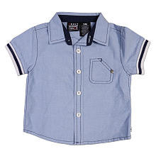 Truly Scrumptious Boys Light Blue Chambray Short Sleeve Button Down Shirt- Infant/Toddler