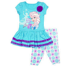 Disney Frozen Girls 2 Piece Blue Elsa "Graceful Regal Powerful" Tutu Tunic Top and Snowflake Printed Legging Set-Toddler