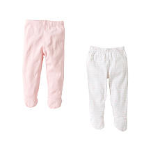 Burt's Bees Baby Girls Organic 2 Pack Light Pink Solid Footed Pants