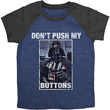 Star Wars Boys Navy Darth Vader "Don't Push My Buttons" Short Sleeve Graphic T Shirt- Toddler