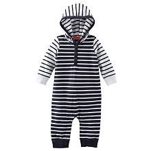 baby B'Gosh Boys Navy Striped Raglan Hooded Henley Coverall