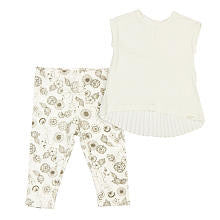 Kardashian Kids Girls' White 2 Piece Playwear Set with Short Sleeve Tunic and Printed Leggings - Toddler