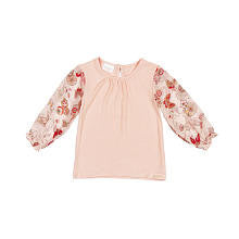 Kardashian Kids Girls' Pink Long Sleeve Top with Sheer Printed Accents