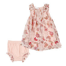 Kardashian Kids Girls' 2 Piece Pink Sleeveless Printed Dress and Ruffle Trimmed Diaper Cover Set