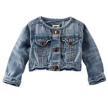 baby B'gosh Girls Blue Light Wash Collarless Denim Jacket