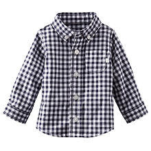 baby B'gosh Boys Navy Gingham Print Long Sleeve Button Down Shirt