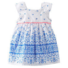 baby B'gosh Girls 2 Piece Blue/White Printed Flutter Sleeved Dress and Diaper Cover Set