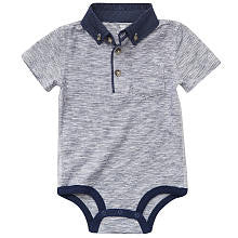 Koala Baby Boys' Navy/White Striped Short Sleeve Polo Bodysuit