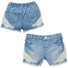 Koala Baby Girls' Light Wash Crochet Accent Denim Shorts