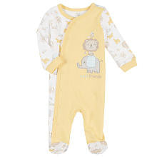 Koala Baby Boys Yellow/White 'Best Friends' Jungle Animal Asymmetrical Snap Front Footie