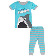 Koala Kids Boys' 2 Piece Blue/Gray Shark Pajama Set with Short Sleeve Shirt and Pants