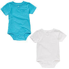 Koala Baby Boys' 2 Pack Solid V Neck Short Sleeve Bodysuits