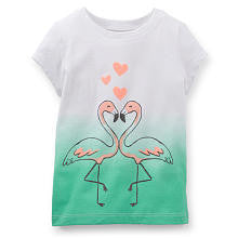 Carter's Girls White/Yellow Ombre Top with Sugar Glitter Printed Flamingos