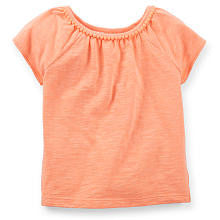 Carter's Girls Orange Short Sleeve Top with Ruched Neckline