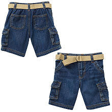 Koala Baby Boys' Medium Wash Denim Cargo Shorts with Belt