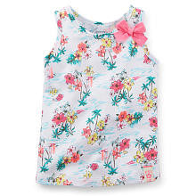 Carter's Girls White Little Girl Printed and Bow Appliqued Top