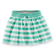 Carter's Girls Teal/White Striped Knit Skirt with Built in Panty and Drawstring