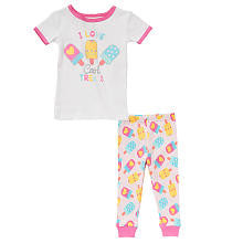 Koala Kids Girls' 2 Piece Short Sleeve Shirt and Printed Pants Pajama Set