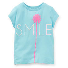 Carter's Light Blue "Smile" and Palm Tree Sugar Glitter Printed Top