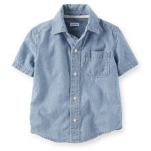 Carter's Boys Denim Chambray Button Down Woven Shirt with Pocket Detail