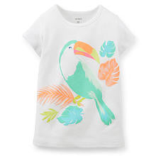 Carter's Girls White Watercolor Toucan Bird Screen Printed Top