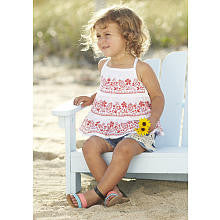 Koala Baby Girls' White/Coral Paisley Ruffle Tank Top