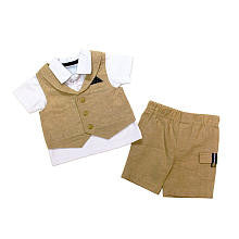 Koala Baby Boutique Boys 3 Piece White Button Down Shirt, Khaki Vest and Matching Shorts with Cargo Pocket Set