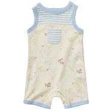 Koala Baby Organic Boys Blue/Ivory Duckling 'Dream Big Little One' Sunsuit with Front Pocket