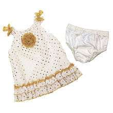 Koala Baby Boutique Girls White/Gold Polka Dot Sleeveless Dress and Diaper Cover Set