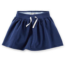 Carter's Girls Navy Knit Skirt with Built in Panty and Metallic Drawstring